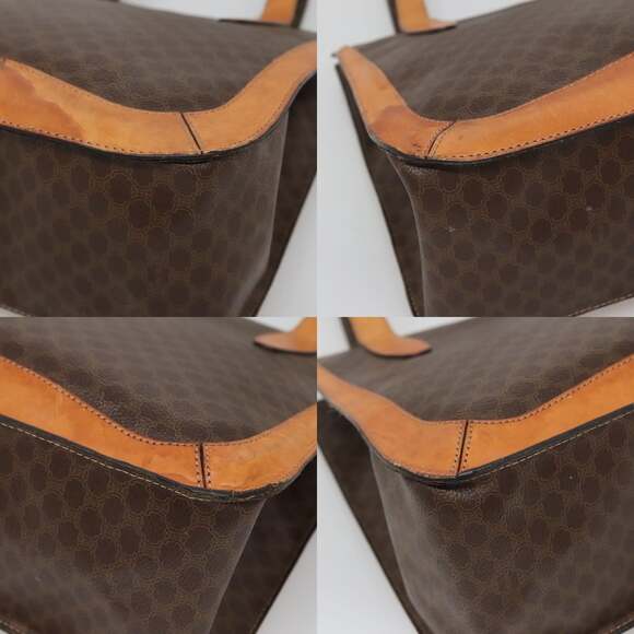 CELINE Macadam Canvas Tote Bag Pvc Leather Brown Gold - Picture 10 of 12